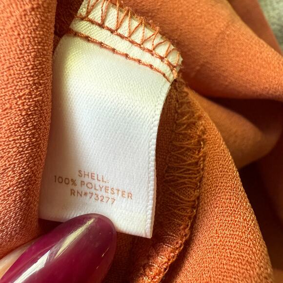 Lauren Conrad Orange Mini Dress Medium 3/4 Sleeves Autumn Pumpkin Patch Boho - Picture 7 of 9